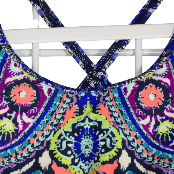 Athleta Blue Baja Bra High Neck Bikini Top Size 34 B C Criss Cross Underwire - Picture 2 of 10